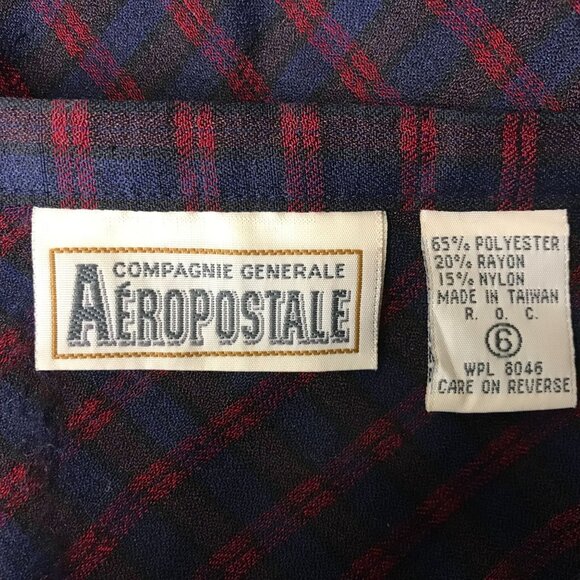 AEROPOSTALE - WOMEN'S 6 - NAVY & RED POLYESTER BLEND A-LINE MAXI SKIRT Y2K 90'S - Picture 8 of 8